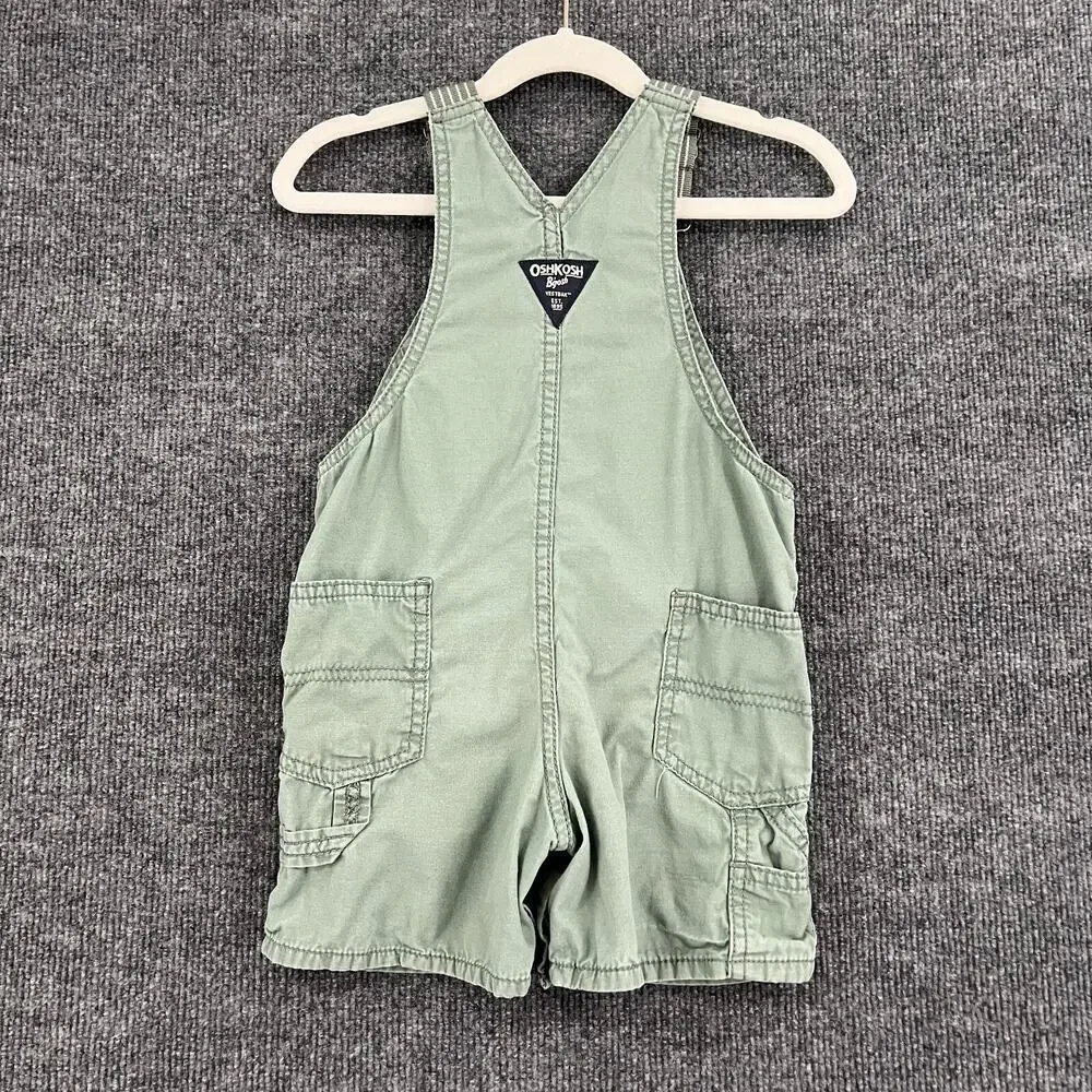 Oshkosh B'Gosh Overalls Shortalls 24 Months Olive Green Carpenter 100% Cotton